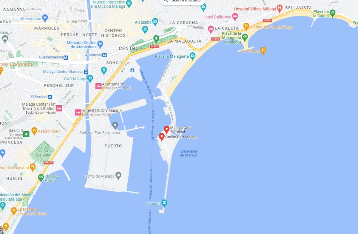 Map of Malaga Cruise Port