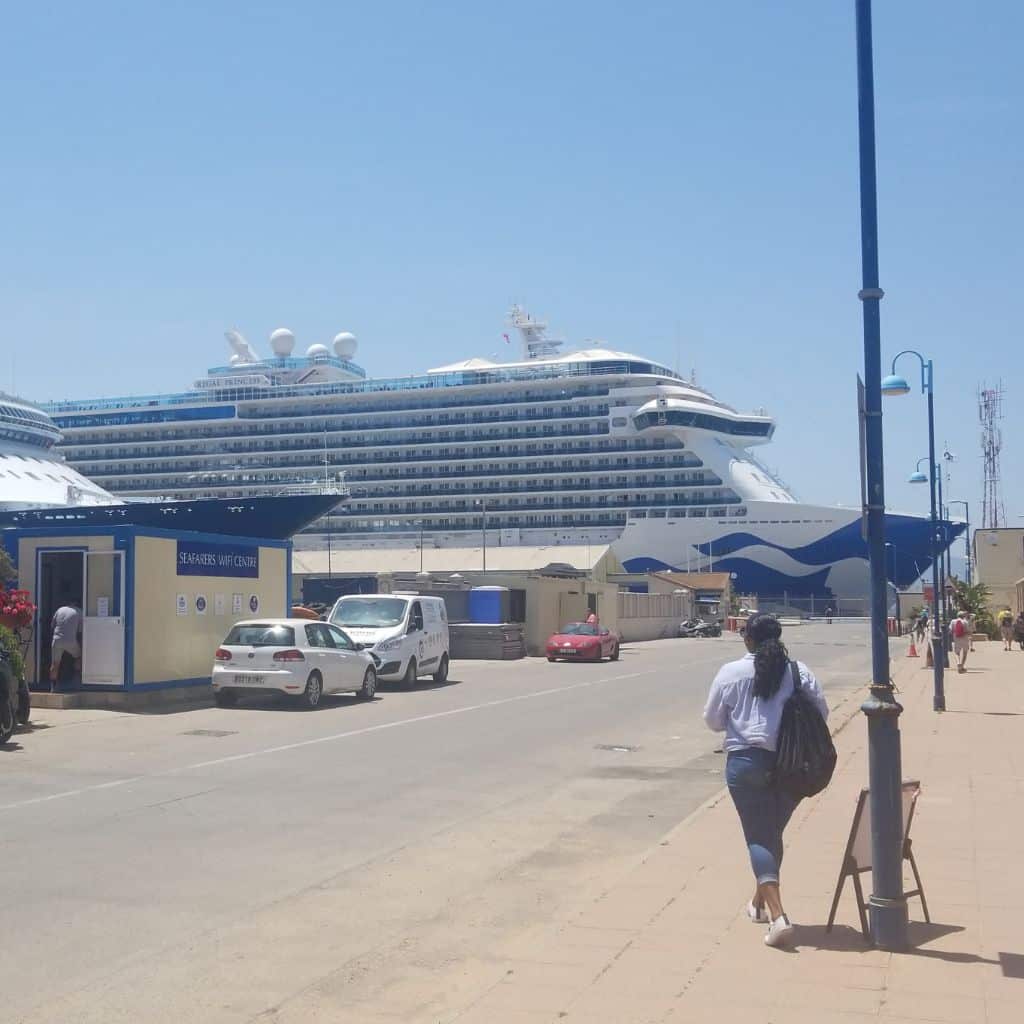 big cruise ship docking in the port of gibraltar