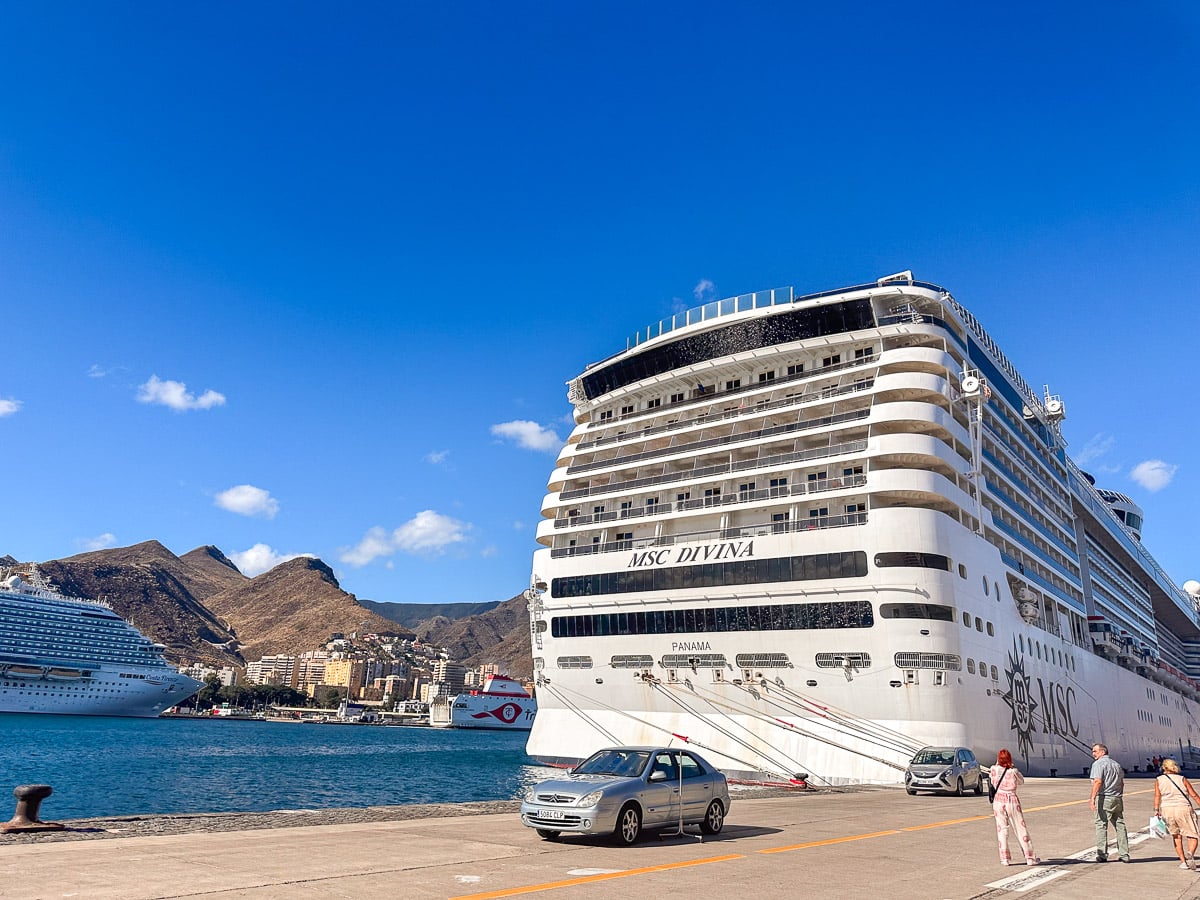 msc divina from behind in tenerife cruise port