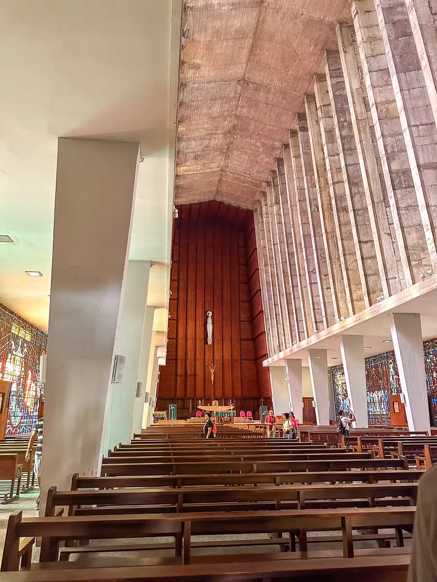 catholic church of notre dame of lourdes in casablanca with high ceilings