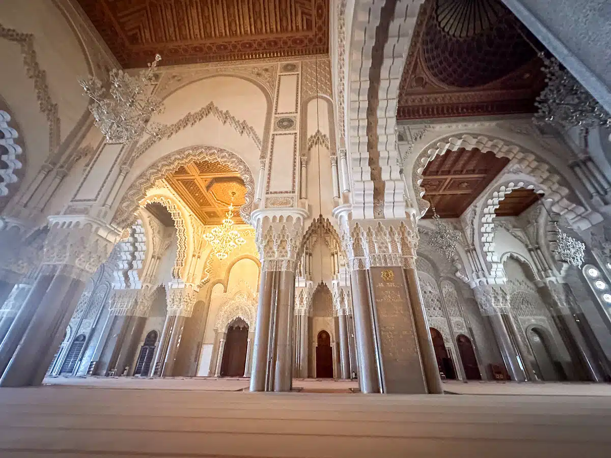 stunning mosque from the inside in casablanca with amazing wood carvings