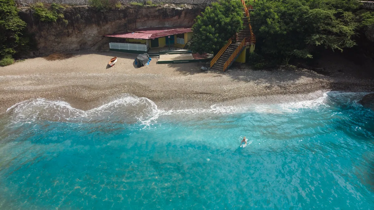 picture of the author snorkeling on the famous playa forti in curacao