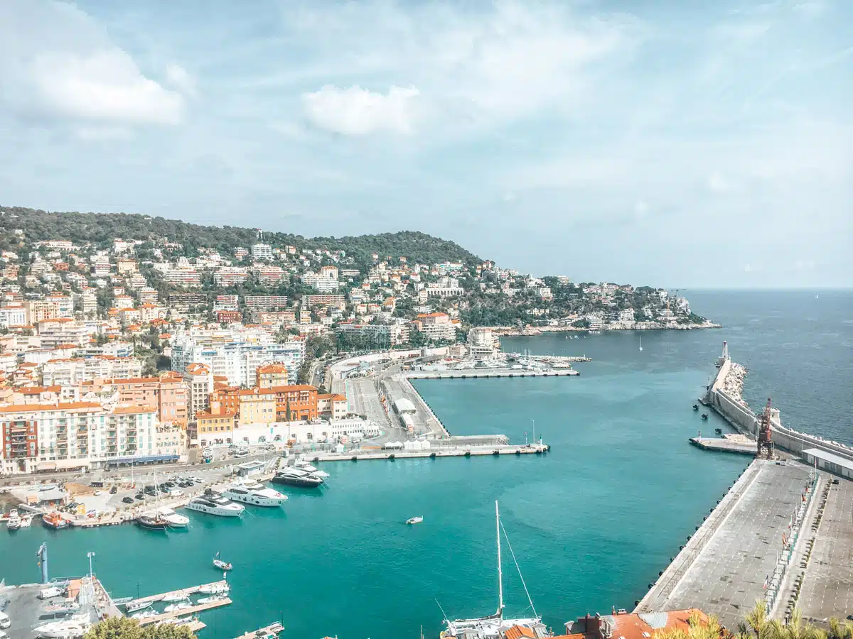 stunning shot of the old port of nice from a high viewpoint