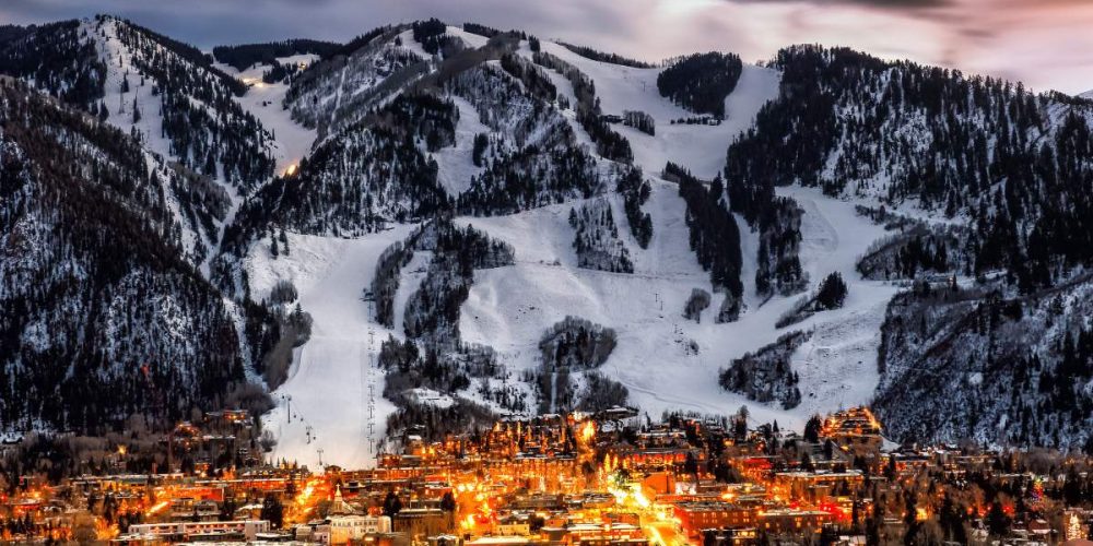 aspen colorado mountain and town in the evening