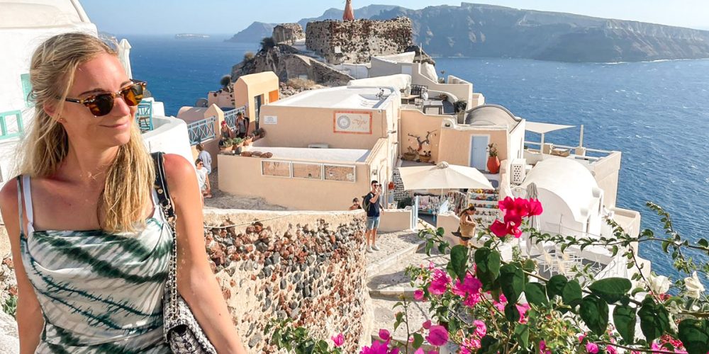 author's wife in santorini