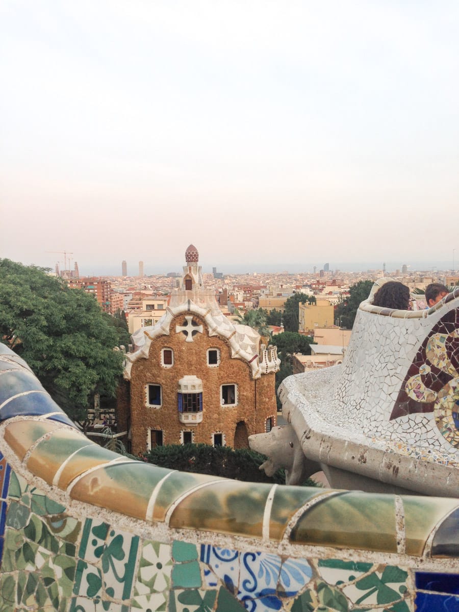 stunning view in the famous park guell in barcelona 