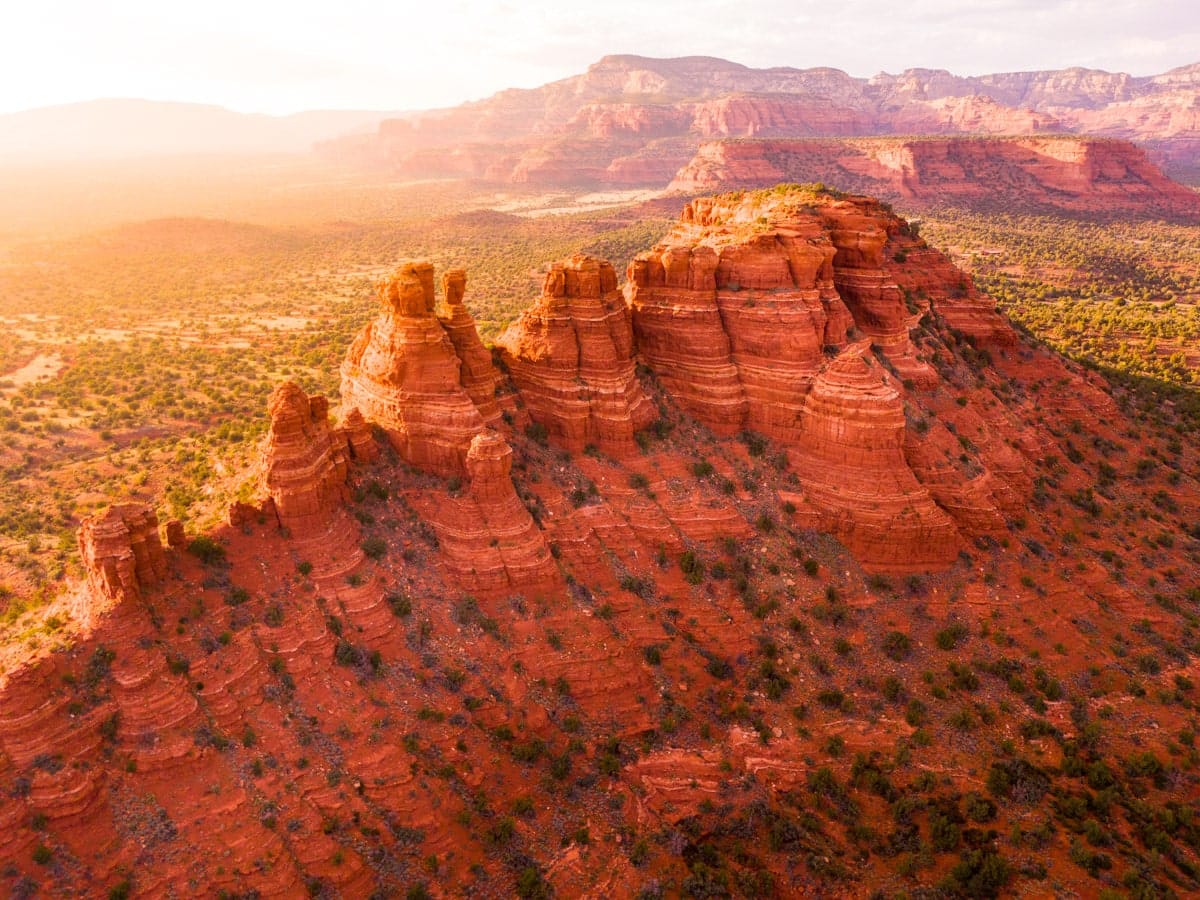 stunning drone view of red rocks in sedona