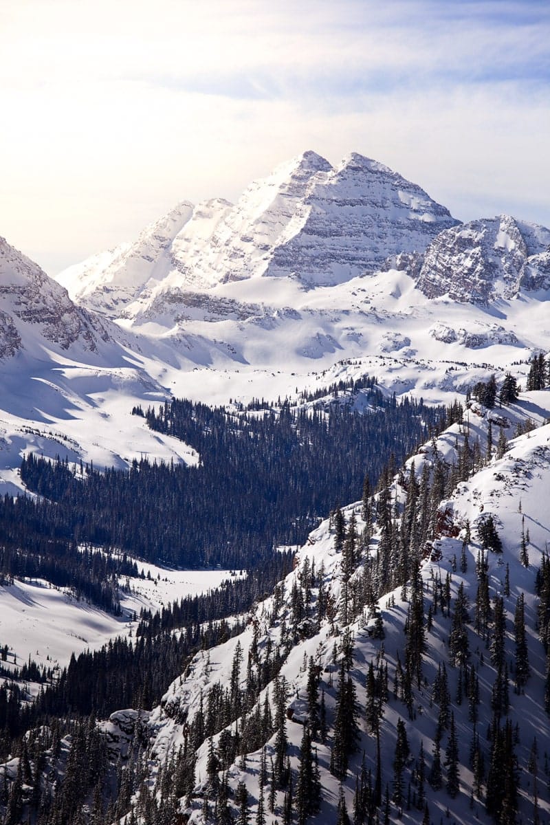 stunning view of the valley and the maroon bells in aspen colorado