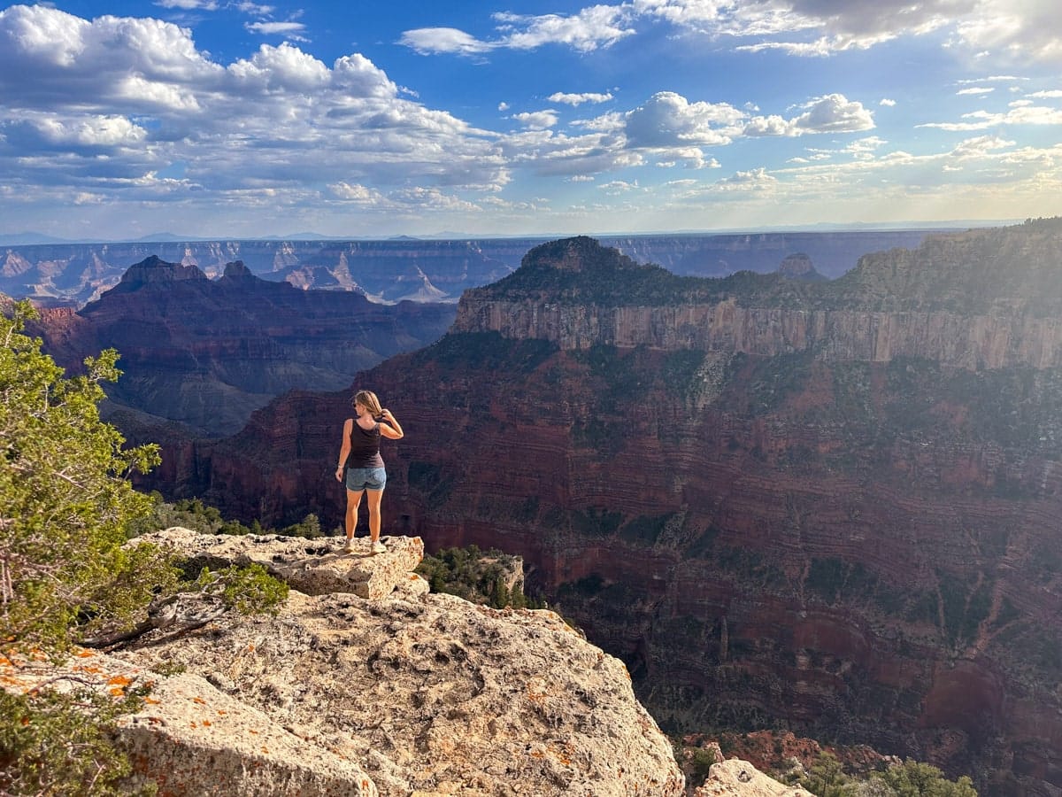the author's wife posing at the grand canyon north rim