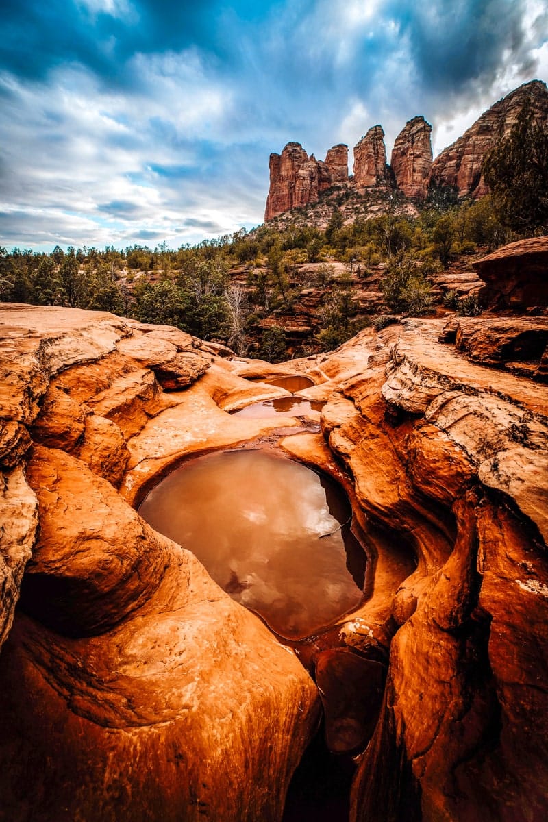 stunning view of the seven sacred pools trail in sedona