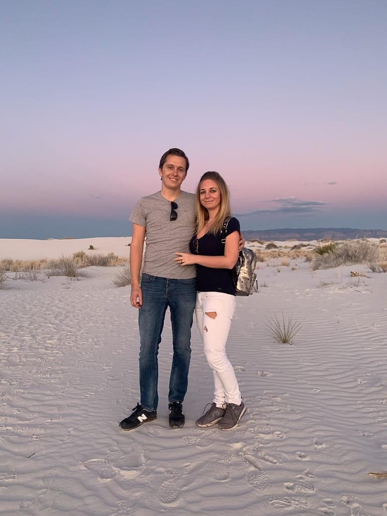 the author and his wife in the white sands national park