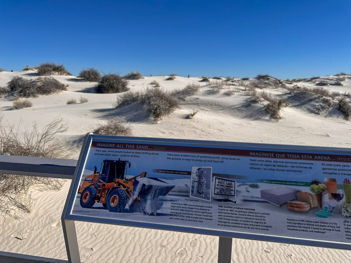 view of the interdune boardwalk at the white sands national park