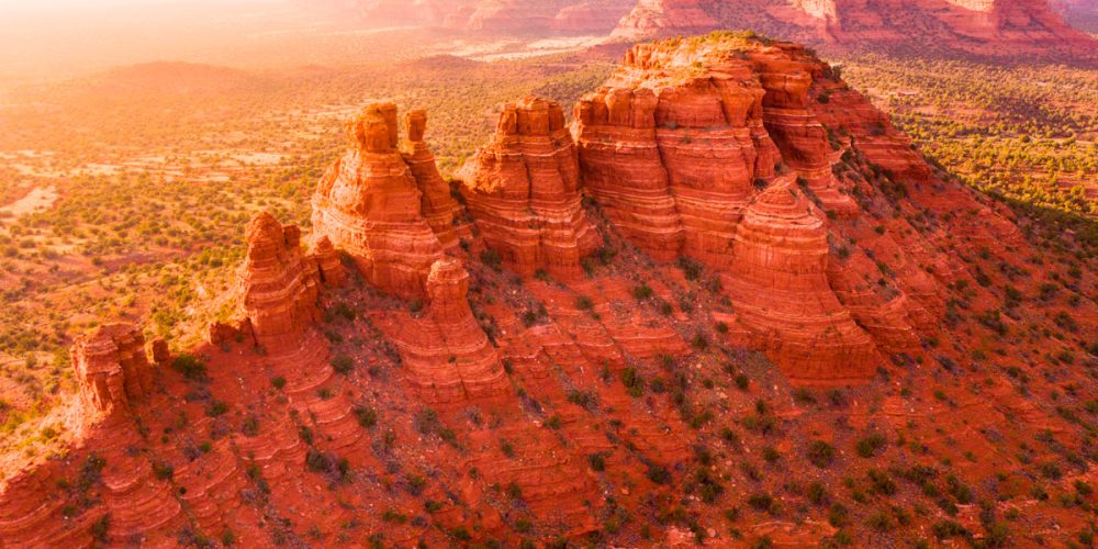 stunning drone shot of sedona