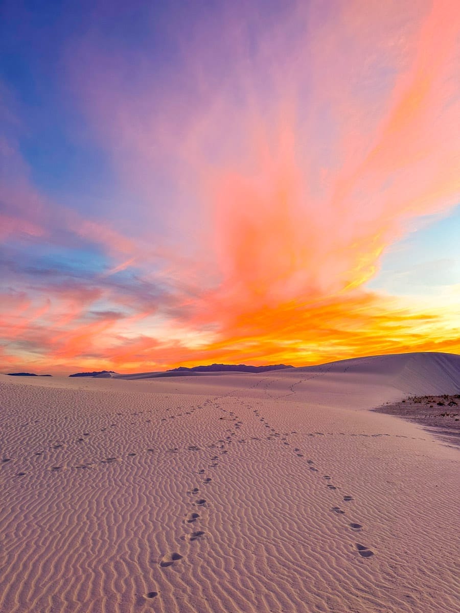 sunset at the white sands national park