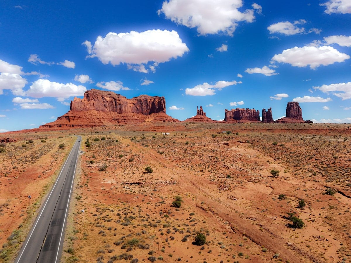 stunning drone shot of monument valley