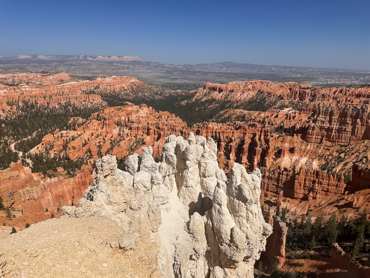 beautiful white hoodoo in the foreground in bryce canyon national park