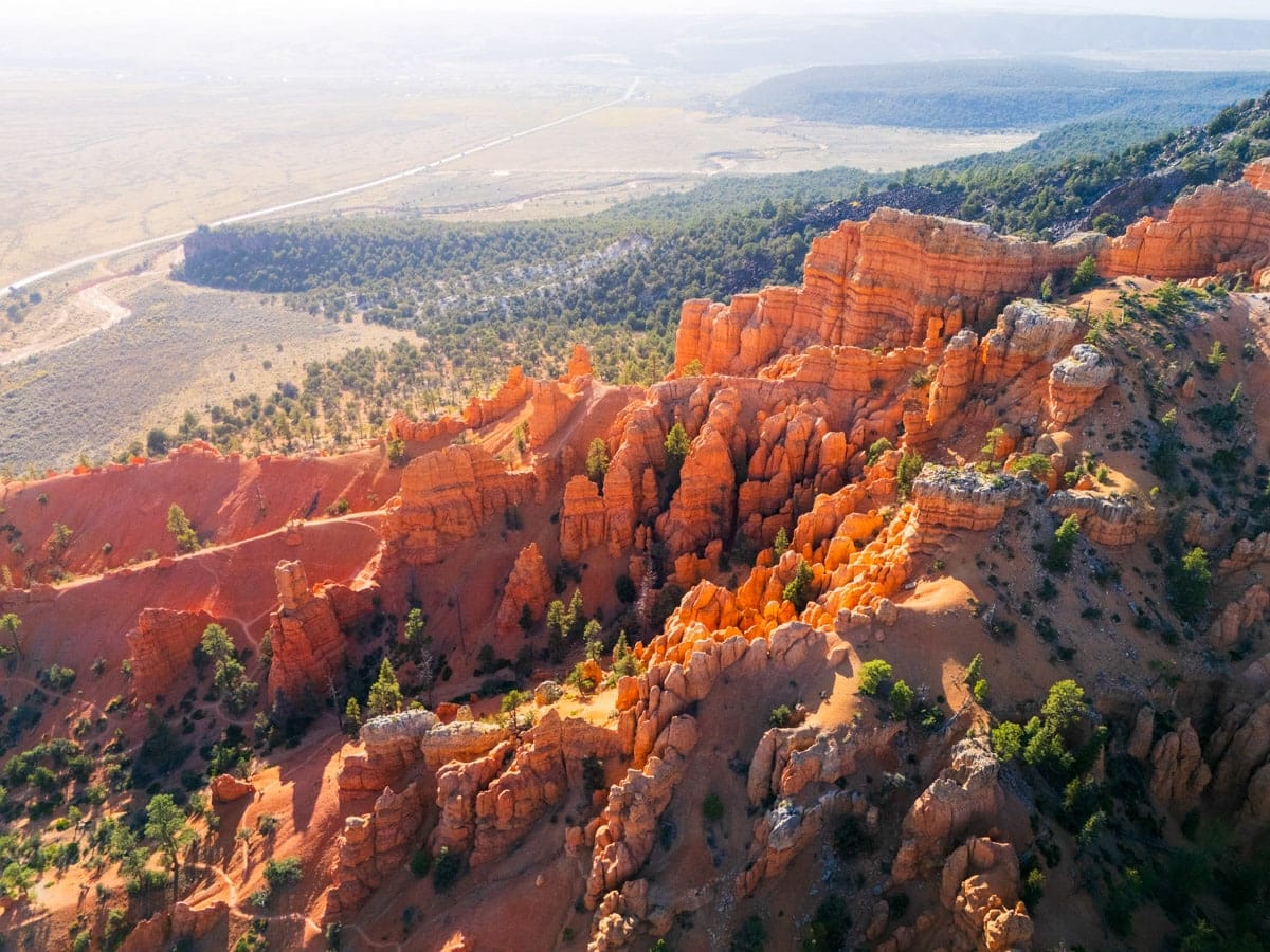 stunning drone shot of some hoodoos at sunset just outside of bryce canyon