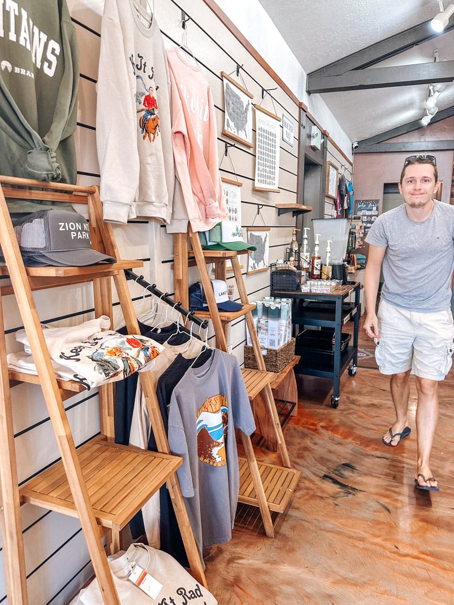 the author exploring a cute store in downtown kanab