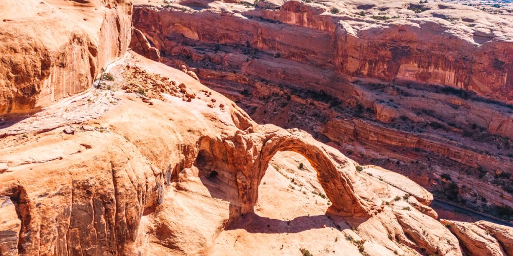 stunning corona arch drone shot