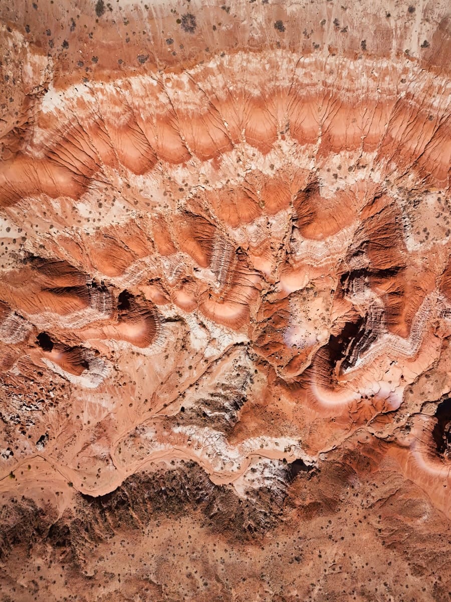 top down drone shot of the vermillion cliffs in utah