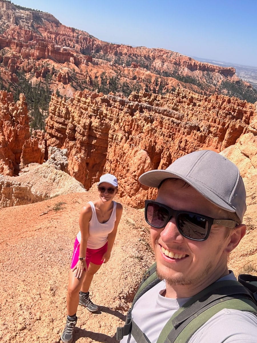 the author and his wife on a selfie in the bryce canyon national park