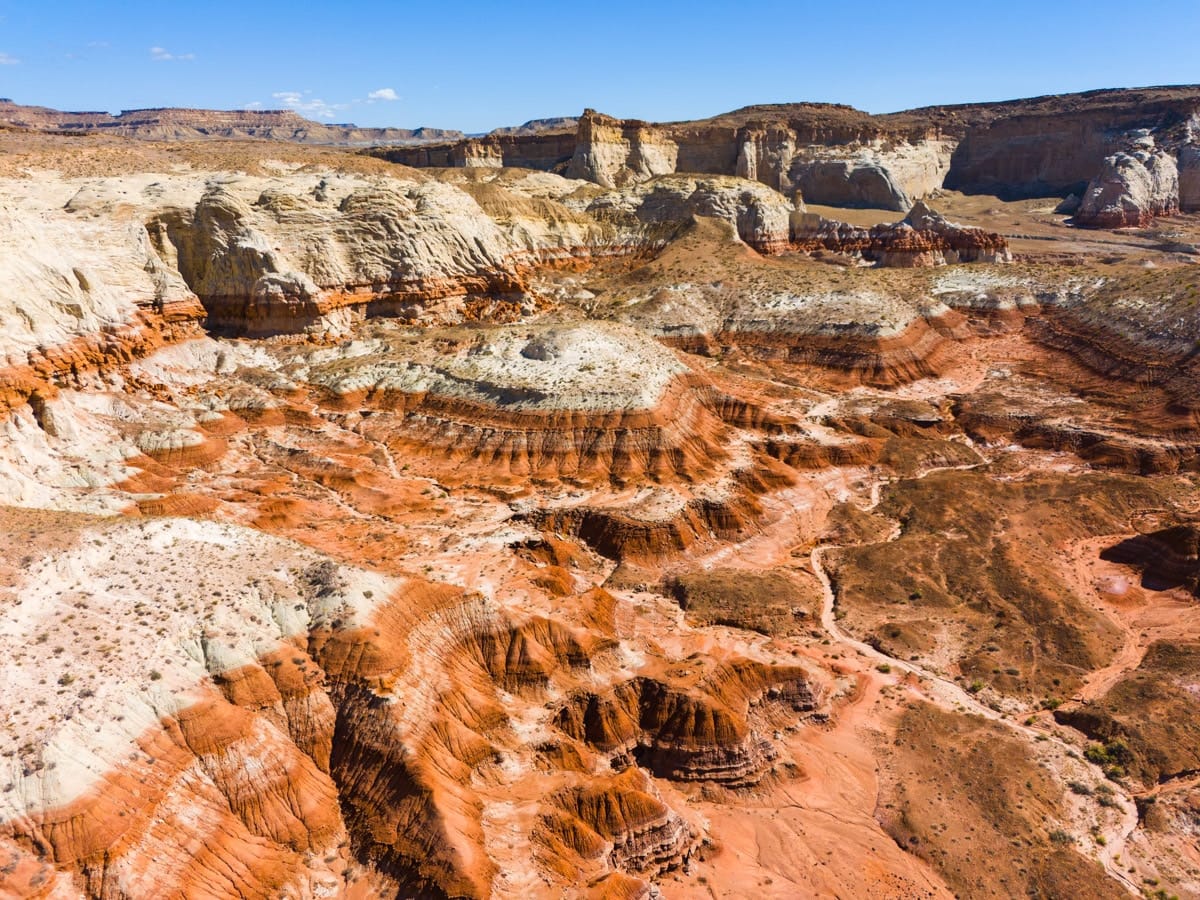 top down drone shot of the vermillion cliffs in utah